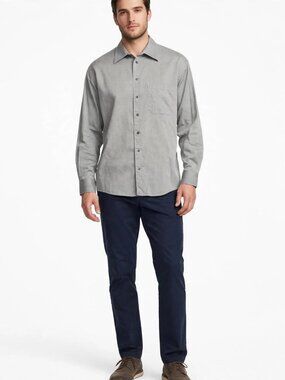 Kenneth Cole New York Mens Dress Shirt Gray Sz 15.5 32-33 Long Sleeve Button Up